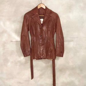 Vintage Leather Jacket with Belt / Rare